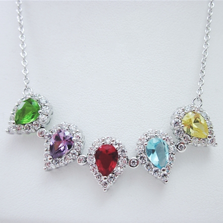 Multi-coloured CZ Flower Magnetic Necklace